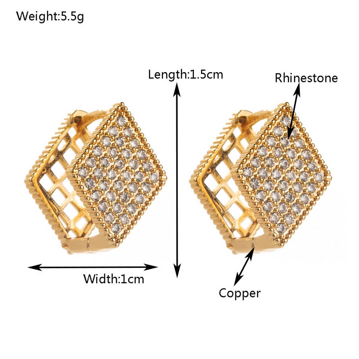 STAR DIAMOND CZ HOOP EARRINGS DUAL SIDED DESIGN_CWMM8514