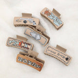 Western Cowboy Style Cactus Leather Hairclaw Clips_Cwasc1616