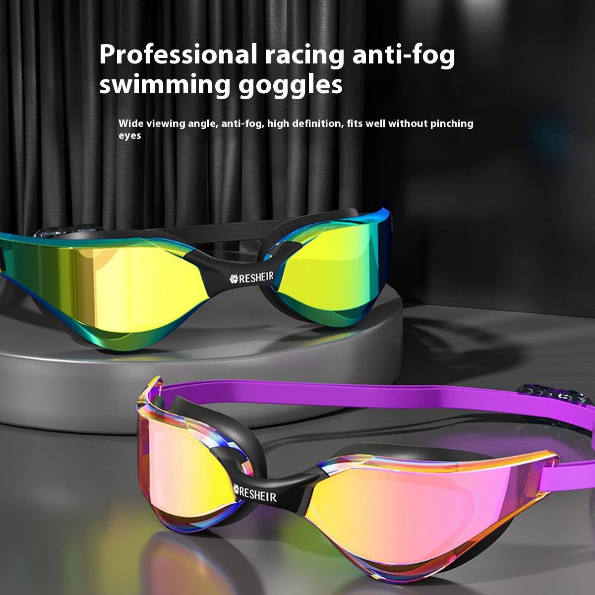 PRO MIRRORED RACING SWIM GOGGLES ANTI FOG HD_CWMM6636
