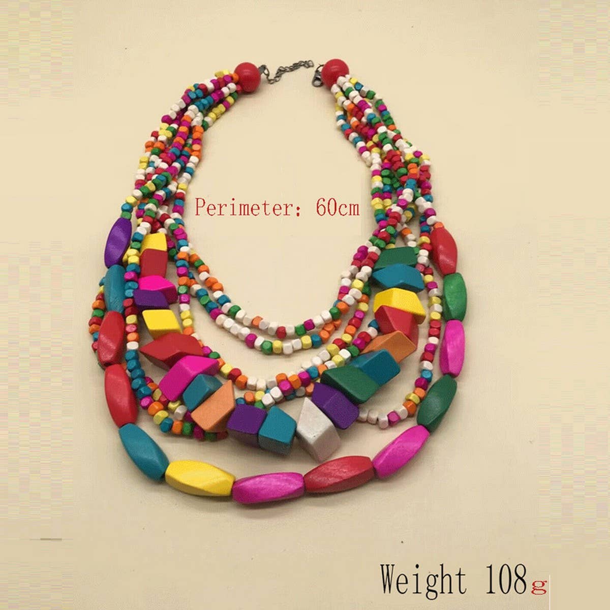 BOHEMIAN MULTI LAYER COLORFUL WOODEN BEAD NECKLACE_CWMM4909