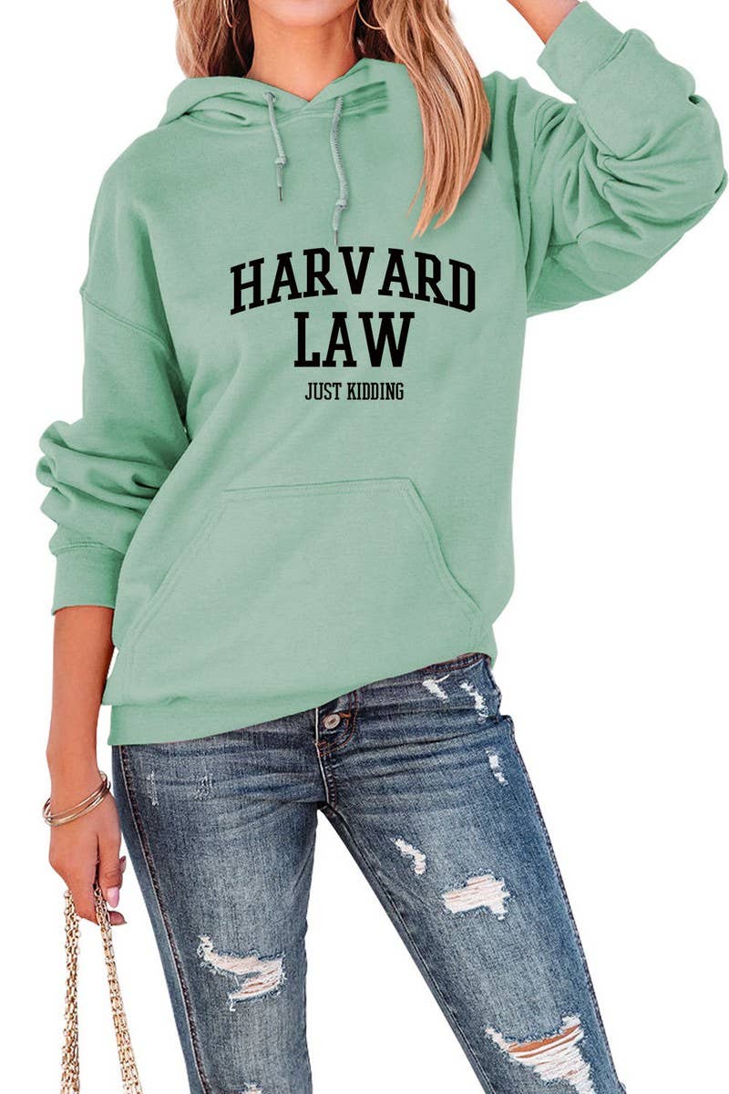 Women Harvard Printing Hooded Long Sweatshirt_Cwohol0320