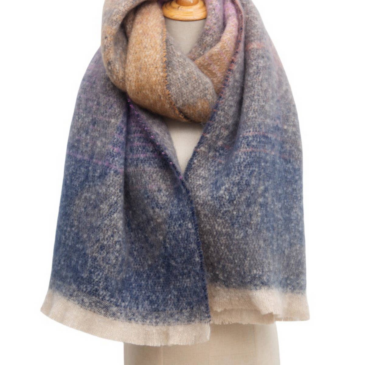 GINKGO JACQUARD SCARF LOOP YARN FRINGE WINTER_CWASC0864