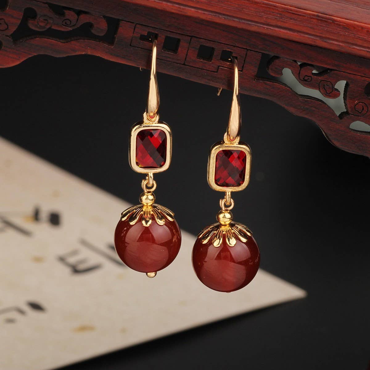 SIMPLE DESIGN NATURAL AGATE EARRINGS FOR WOMEN_CWAJE4005