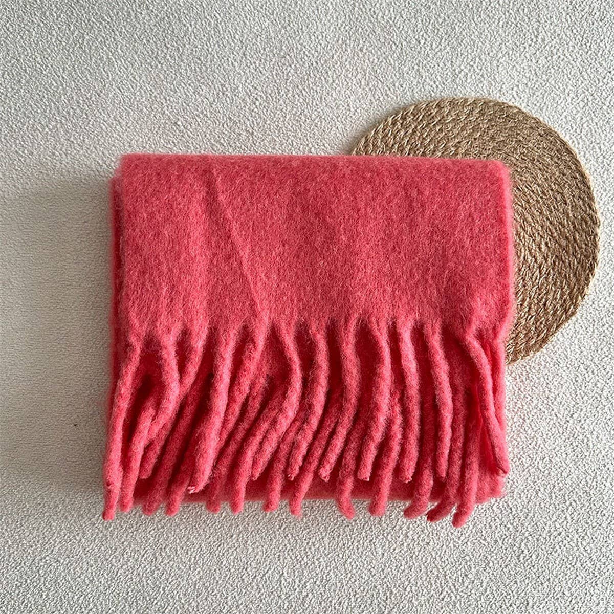 RED WOOL BLEND SCARF FOR WINTER SOFT WARM_CWASC2282