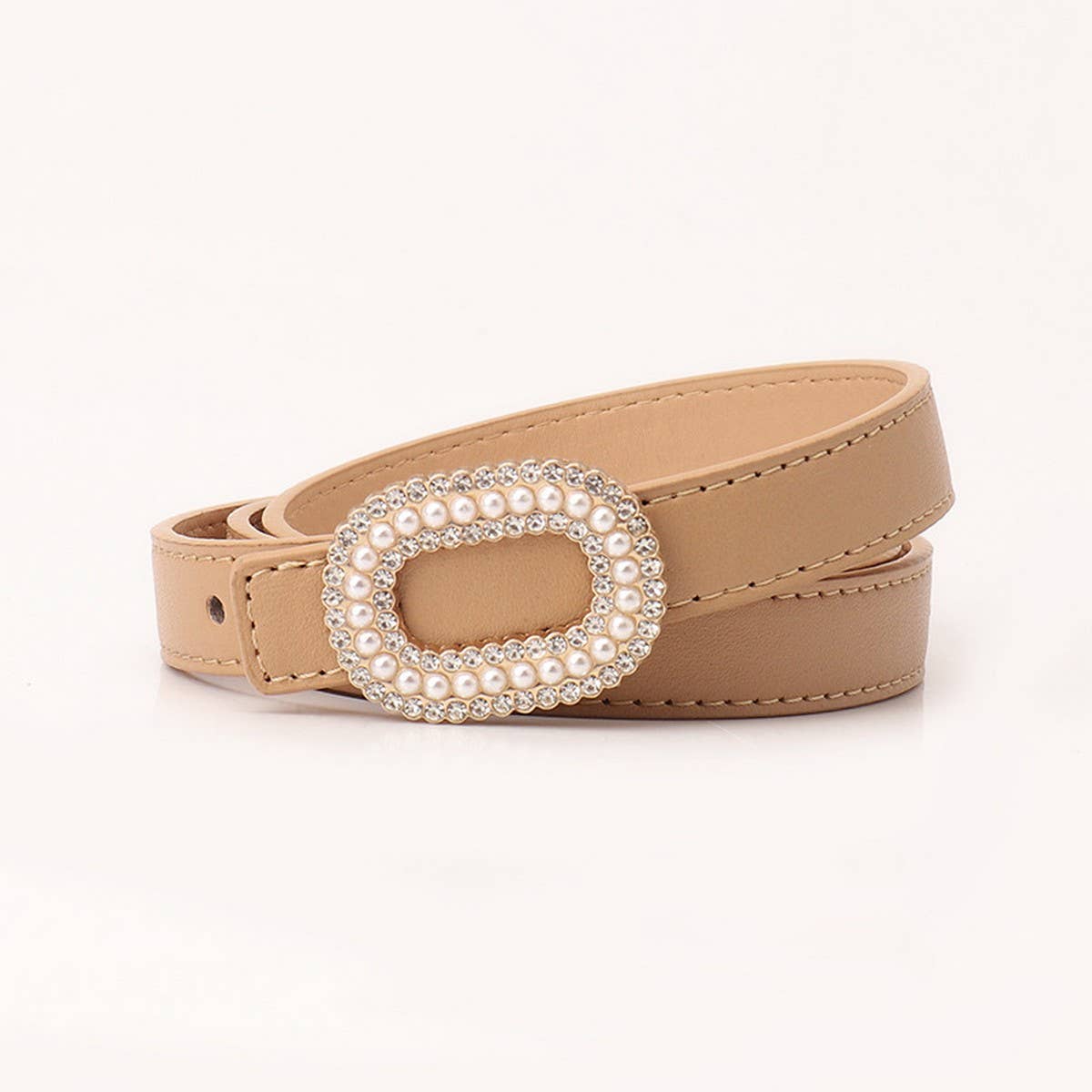CLASSIC VINTAGE RHINESTONE PEARL BUCKLE BELT_CWABE0389