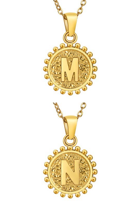 ROUND ALPHABET INITIAL PENDANT NECKLACE_CWAJE107