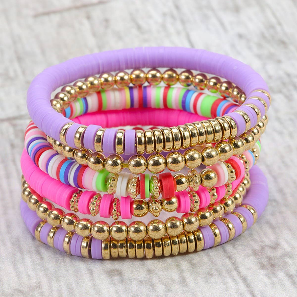 COLORFUL SOFT CERAMIC BEADED BRACELET SET_CWAJE0720