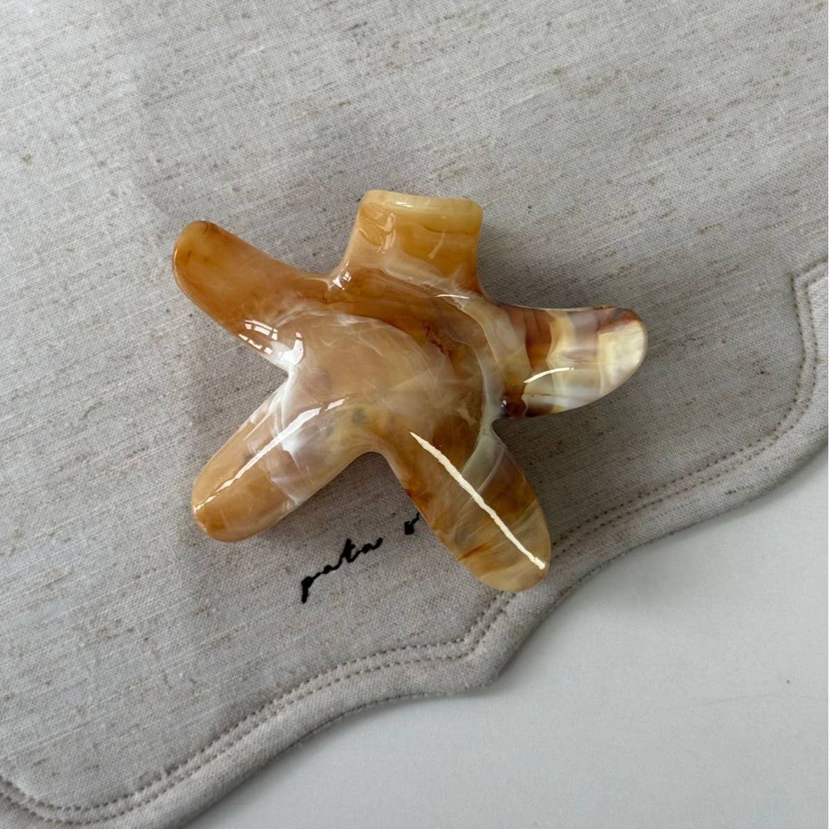 Brown Marble Starfish Claw Clip Trendy Hair Clip_Cwaha08256