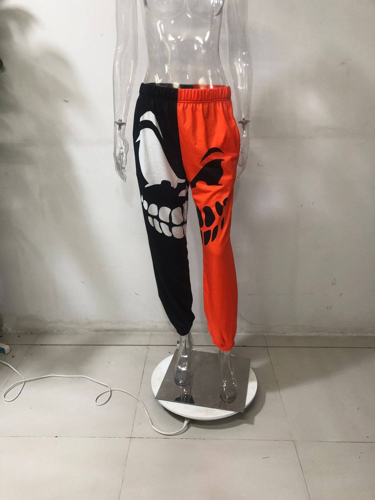 Sporty Black And Orange Harlan Straight-Leg Pants