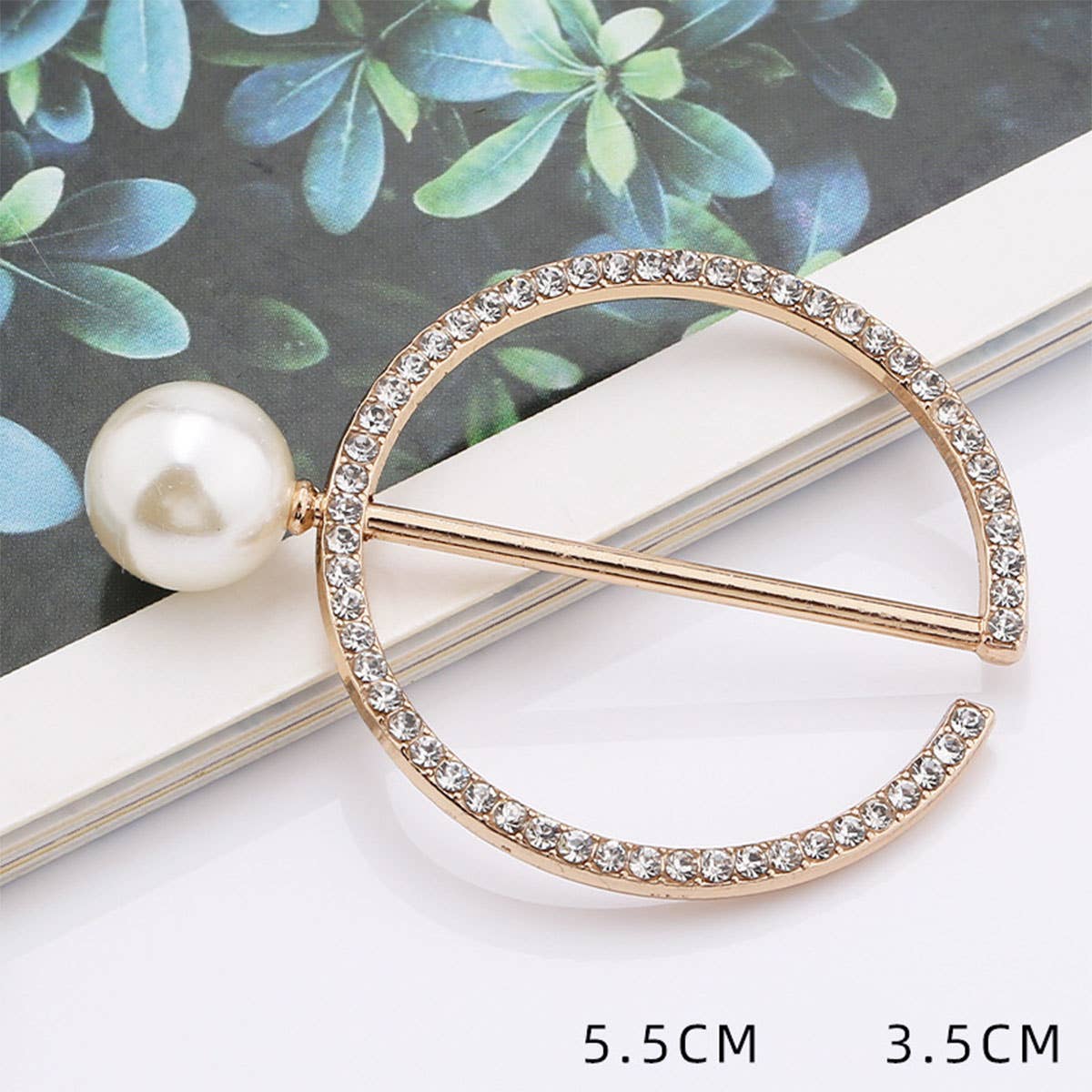 PEARL AND DIAMOND METAL HEM SCARF RING_CWMM2121
