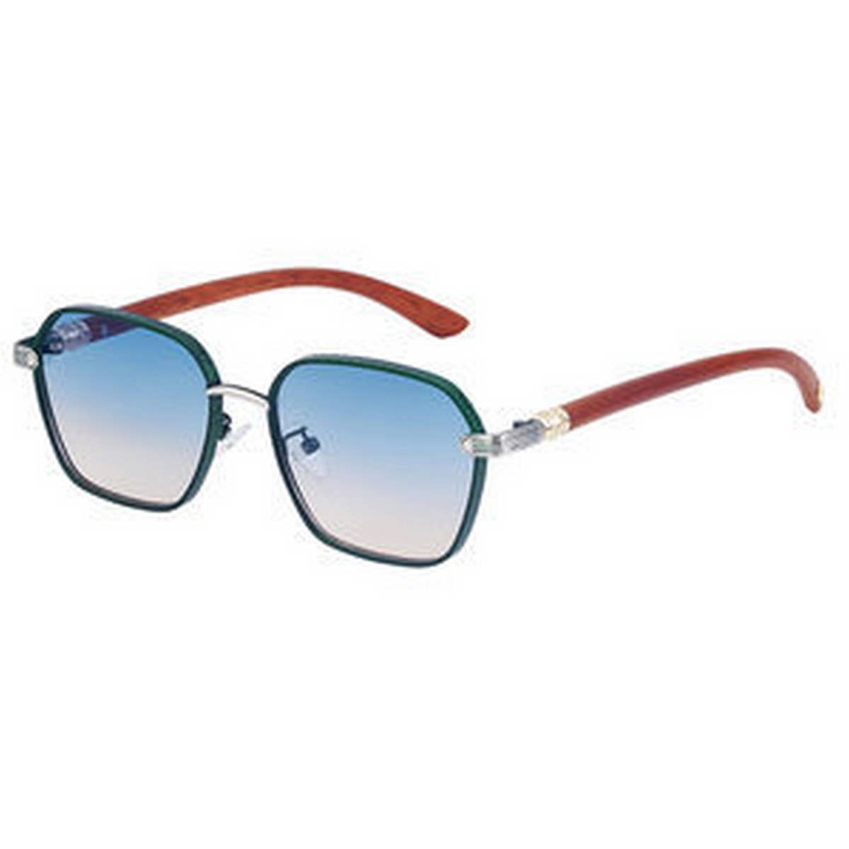 SQUARE FRAME IMITATION WOOD GRAIN TEMPLESUNGLASSES_CWASG0563