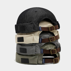 Japanese Style Leather Patch Brimless Cap_Cwah04609