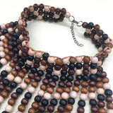 HANDMADE BEADED TASSEL WOOD BEAD NECKLACE_CWMM4966