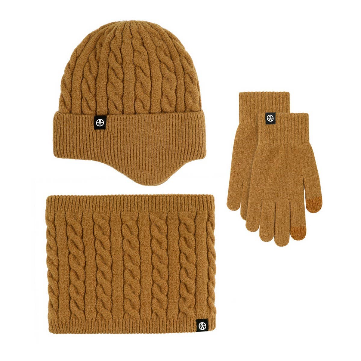 Winter Outdoor Velvet Scarf Warm Three-Piece Suit_Cwmm2802