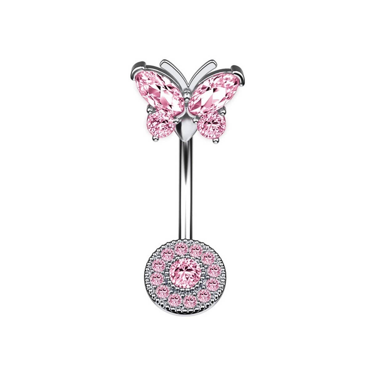 COPPER CZ BUTTERFLY BELLY RING PIERCING_CWMM9240