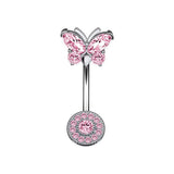COPPER CZ BUTTERFLY BELLY RING PIERCING_CWMM9240