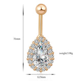 TEARDROP CZ BELLY RING COLORFUL STAINLESS STEEL_CWMM9309