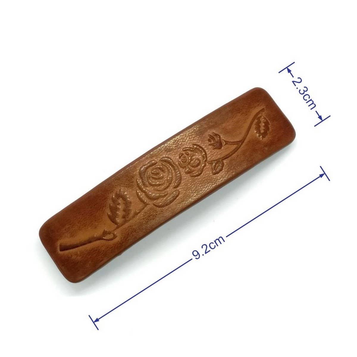 ROSE TOTEM CARVED PAINTED FAUX LEATHER HAIR CLIP_CWAHA6354