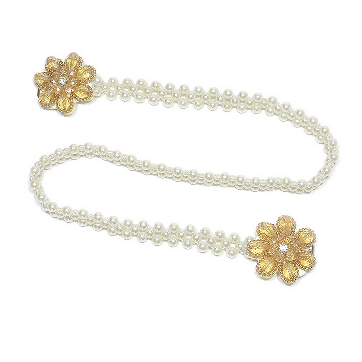 Women'S Wide Chain With Pearl Elastic Buckle_Cwabe0519