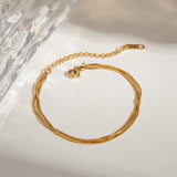 18K GOLD TRIPLE LAYER SQUARE SNAKE CHAIN BRACELET_CWAJE4745