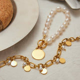 18K GOLD FRESHWATER PEARL BRACELET CHIC DESIGN_CWAJE4697