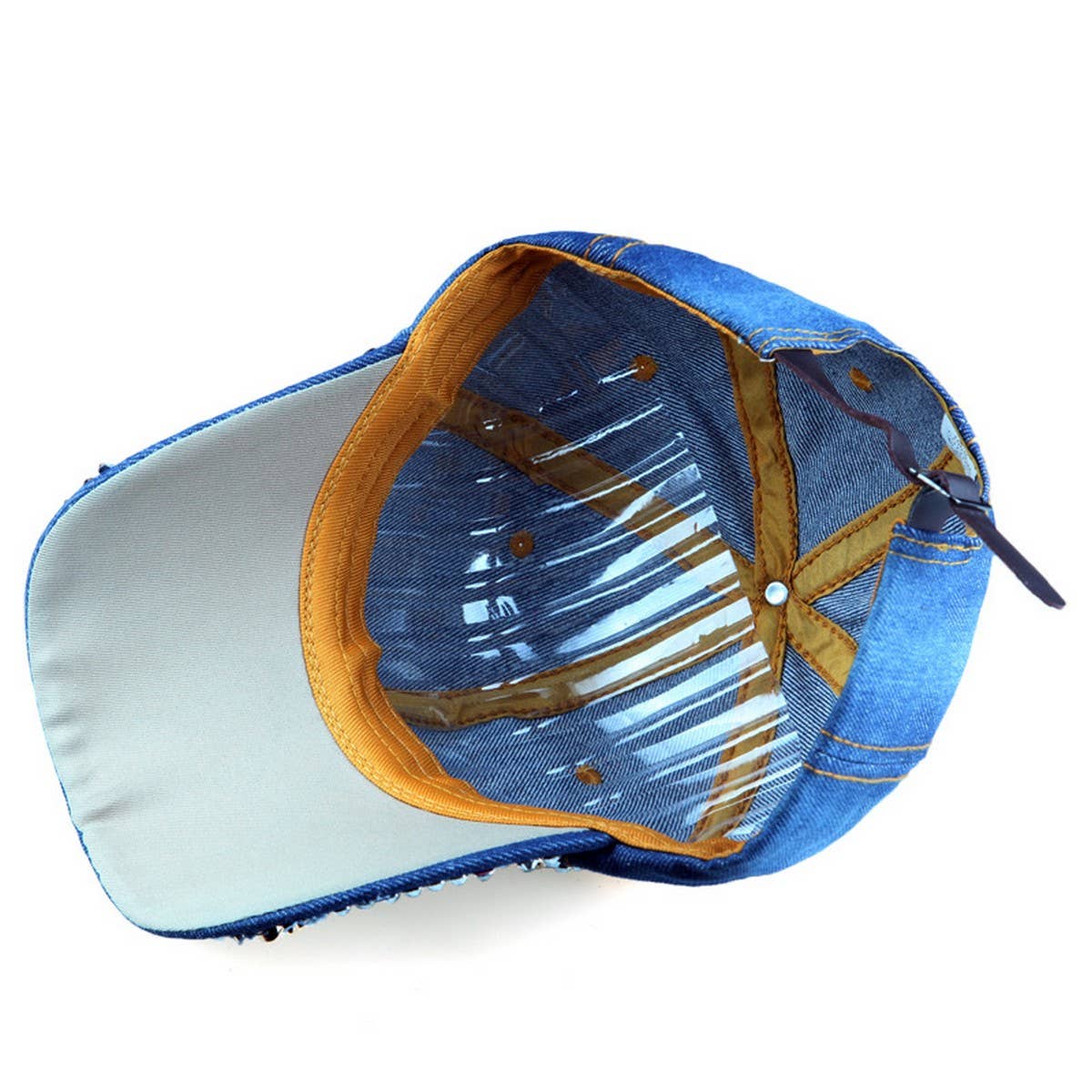 RHINESTONE SKULL DENIM BASEBALL CAP SUN HAT_CWAH1069