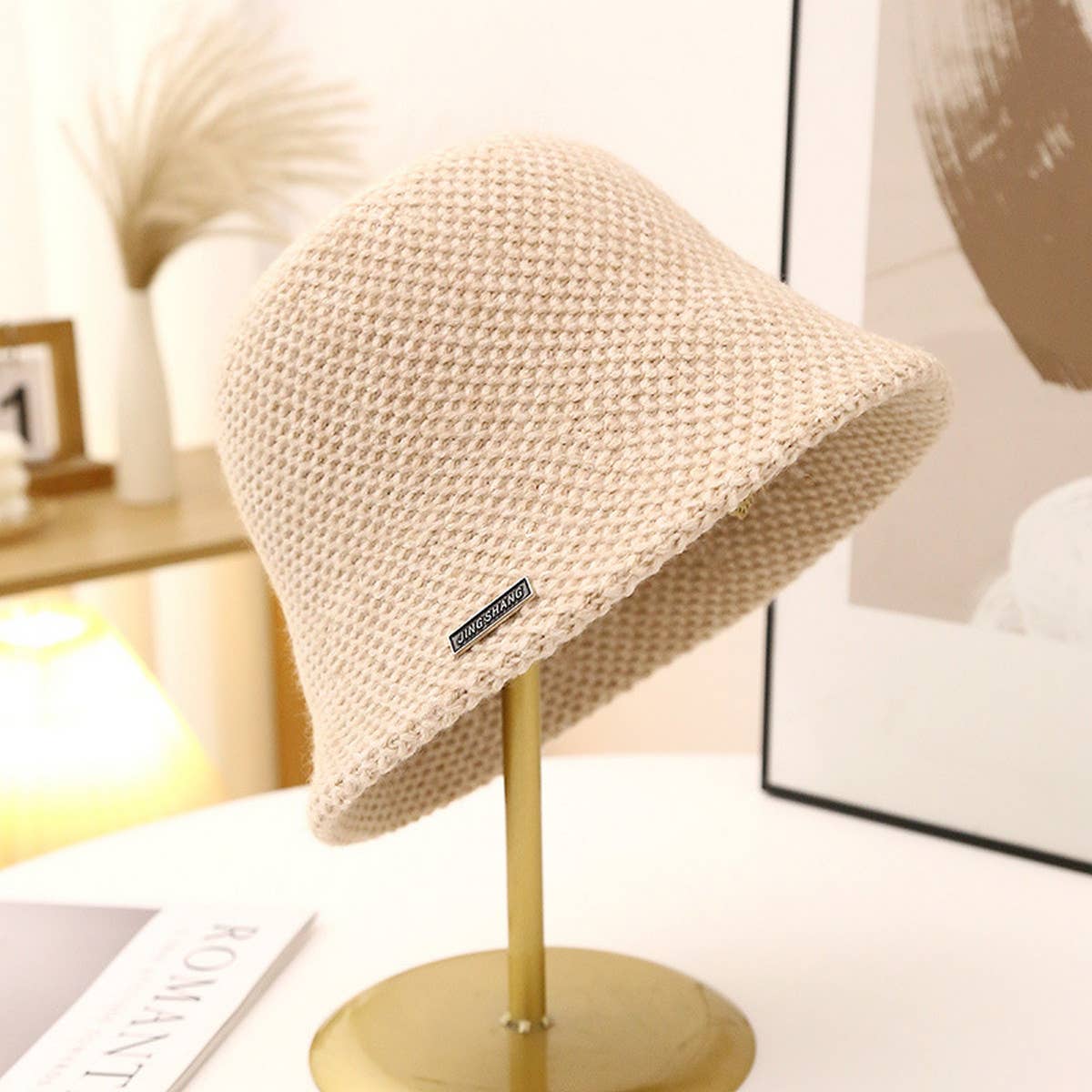 OUTDOOR KNITTED HOLLOW SUN PROTECTION BUCKET HAT_CWAB2849
