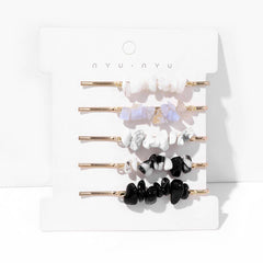 NATURAL RED STONE HAIR CLIP SET SIMPLE ELEGANT_CWAHA1763