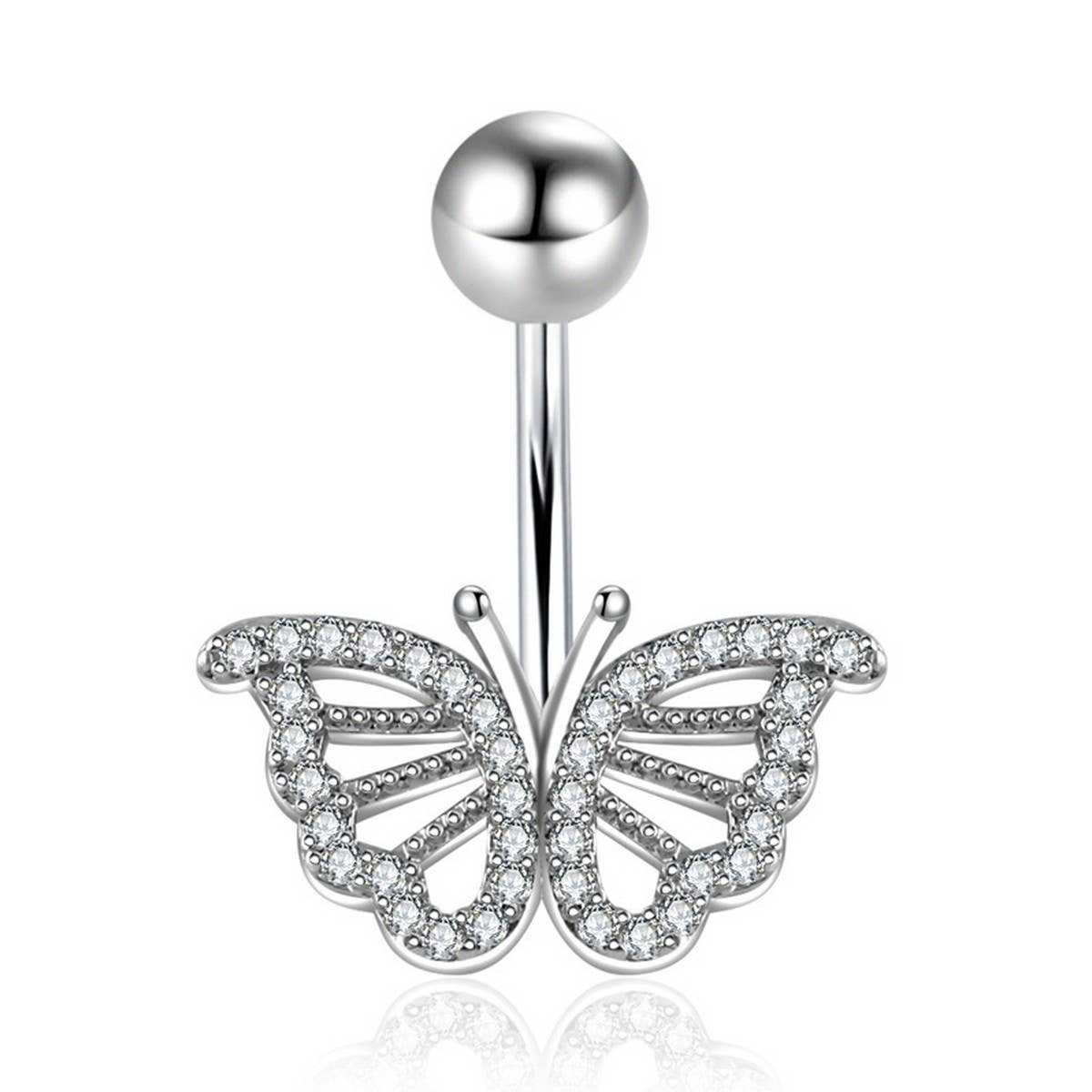 CZ BUTTERFLY BELLY BUTTON RING PIERCING JEWELRY_CWMM9378