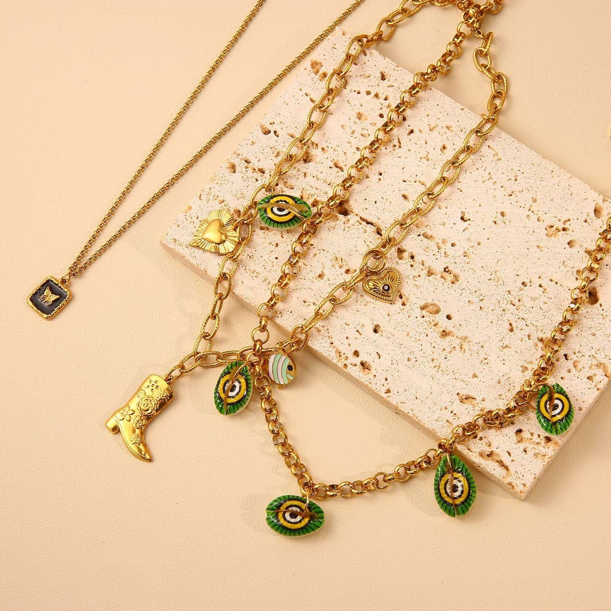 ORIGINAL STEEL NECKLACE WITH OCEAN PENDANT _CWMM8858