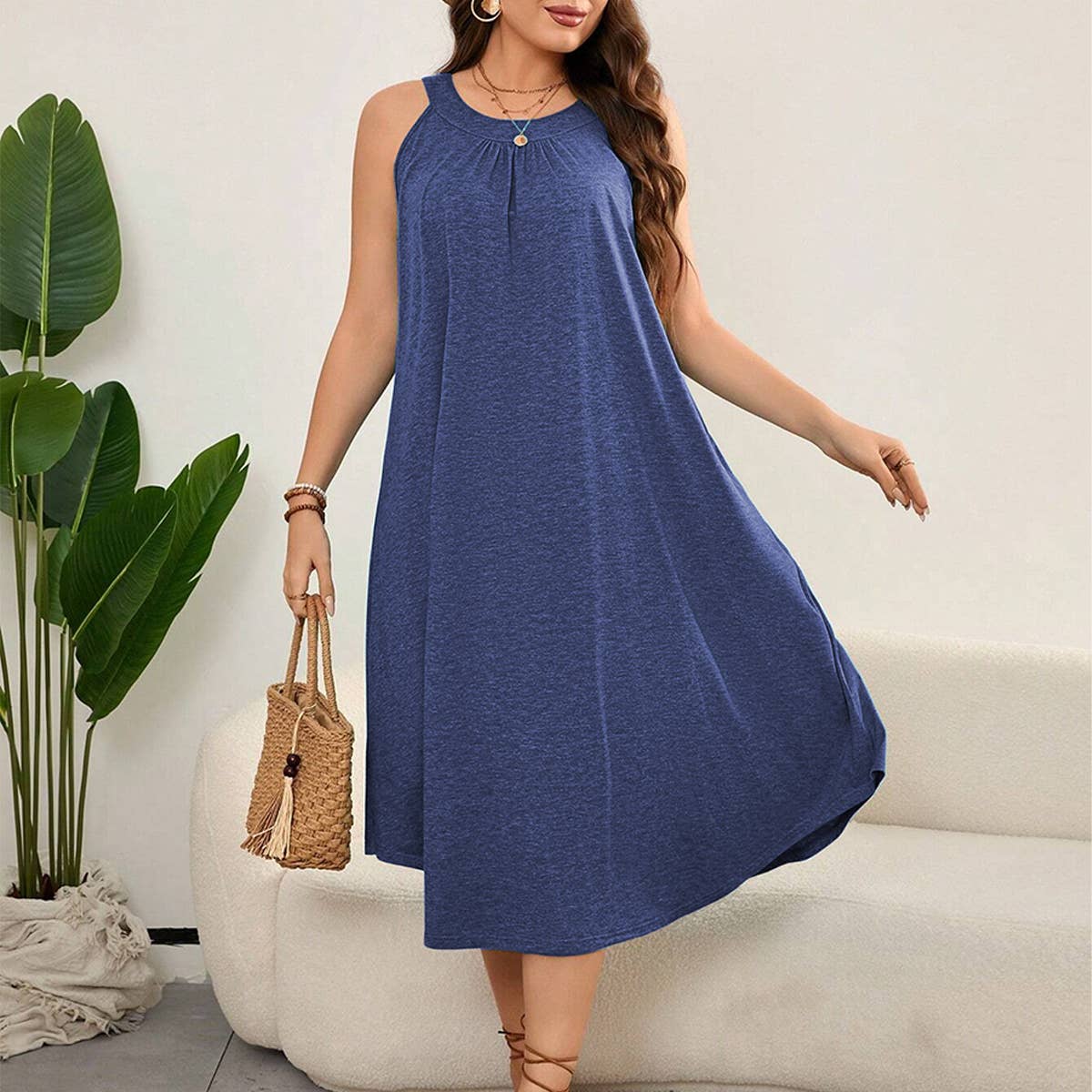 ELEGANT SLEEVELESS BEACH GETAWAY DRESS_CWDMD6045