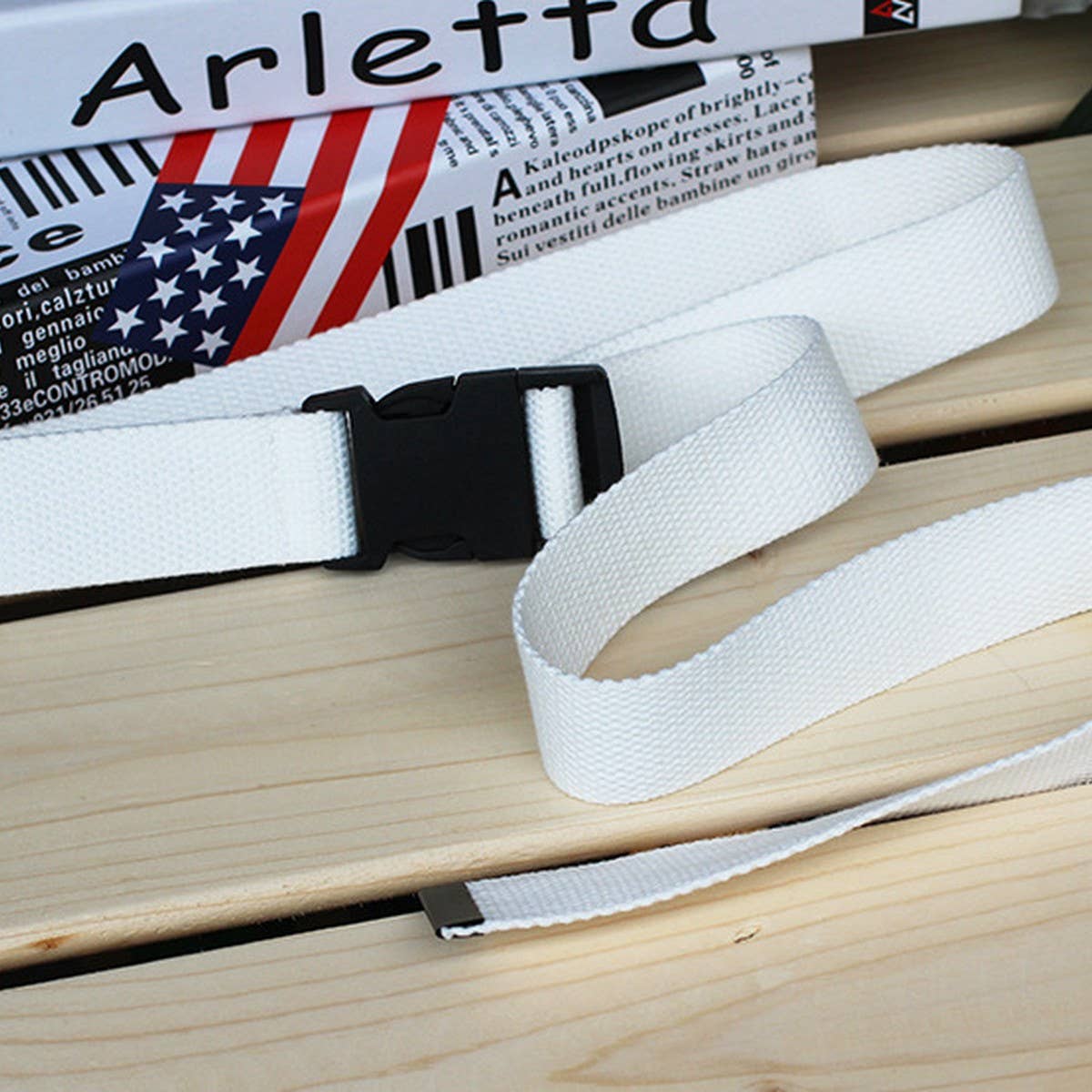 Cwabe0566_Solid Color Plastic Buckle Canvas Belt