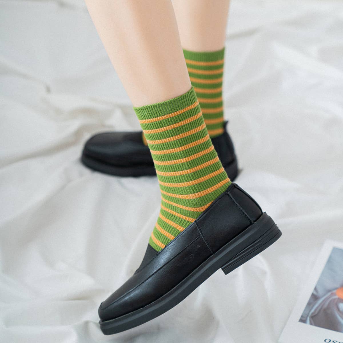 Women New Striped Cute Breathable Pile Socks_Cwms0470