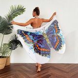 BUTTERFLY PRINT BEACH COVER UP DRESS ASYMMETRICAL_CWBLS0476