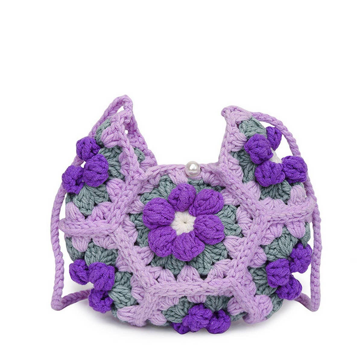 PUFF FLOWER SMALL FRESH HANDMADE CROCHETED BAG_CWAB2405