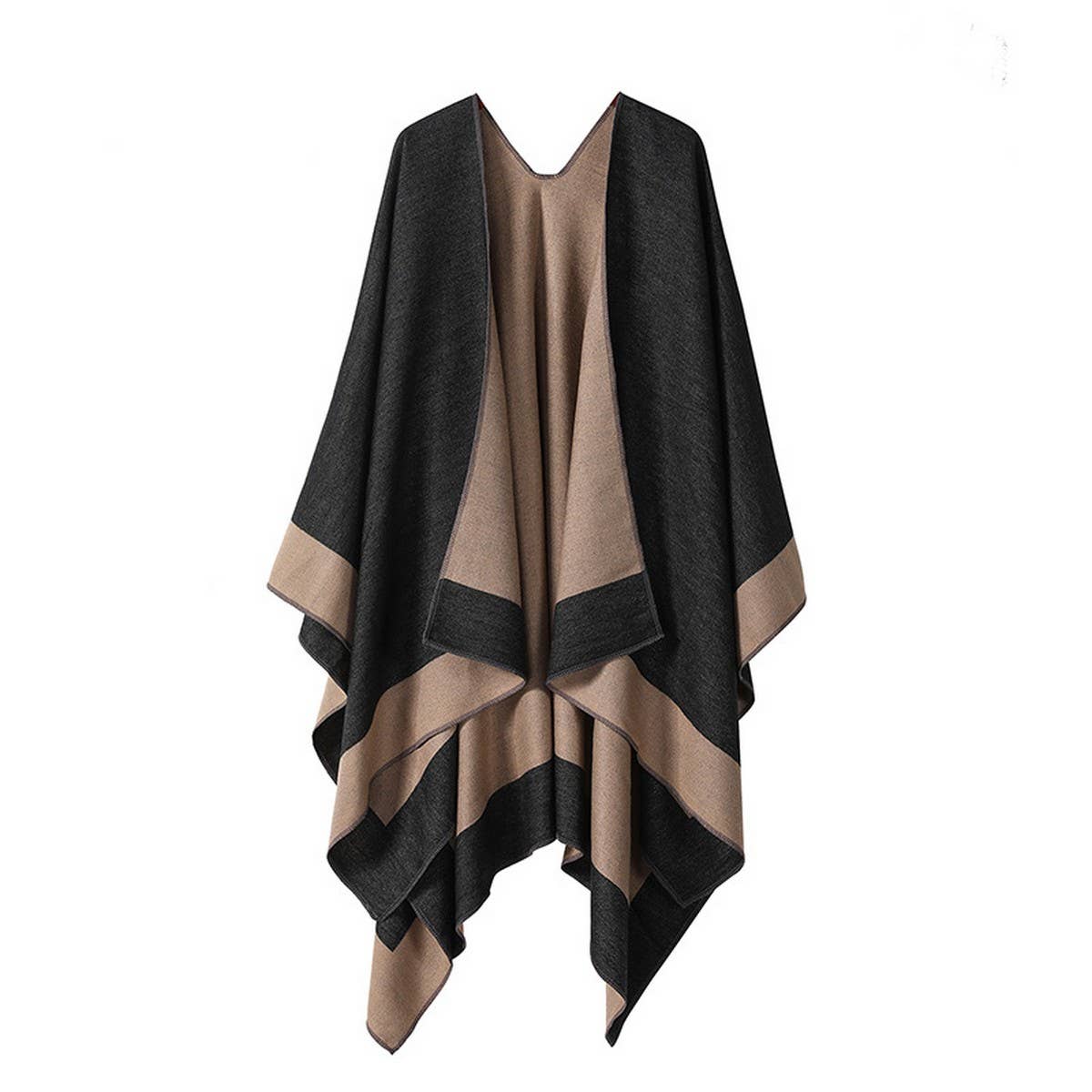 SOLID COLOR DOUBLE SIDED CAPE SHAWL OUTER CAPE_CWASC2130