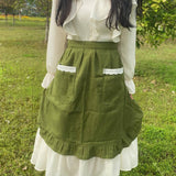 HALF LENGTH LINEN COTTON AND LINEN LACE APRON_CWMM5798