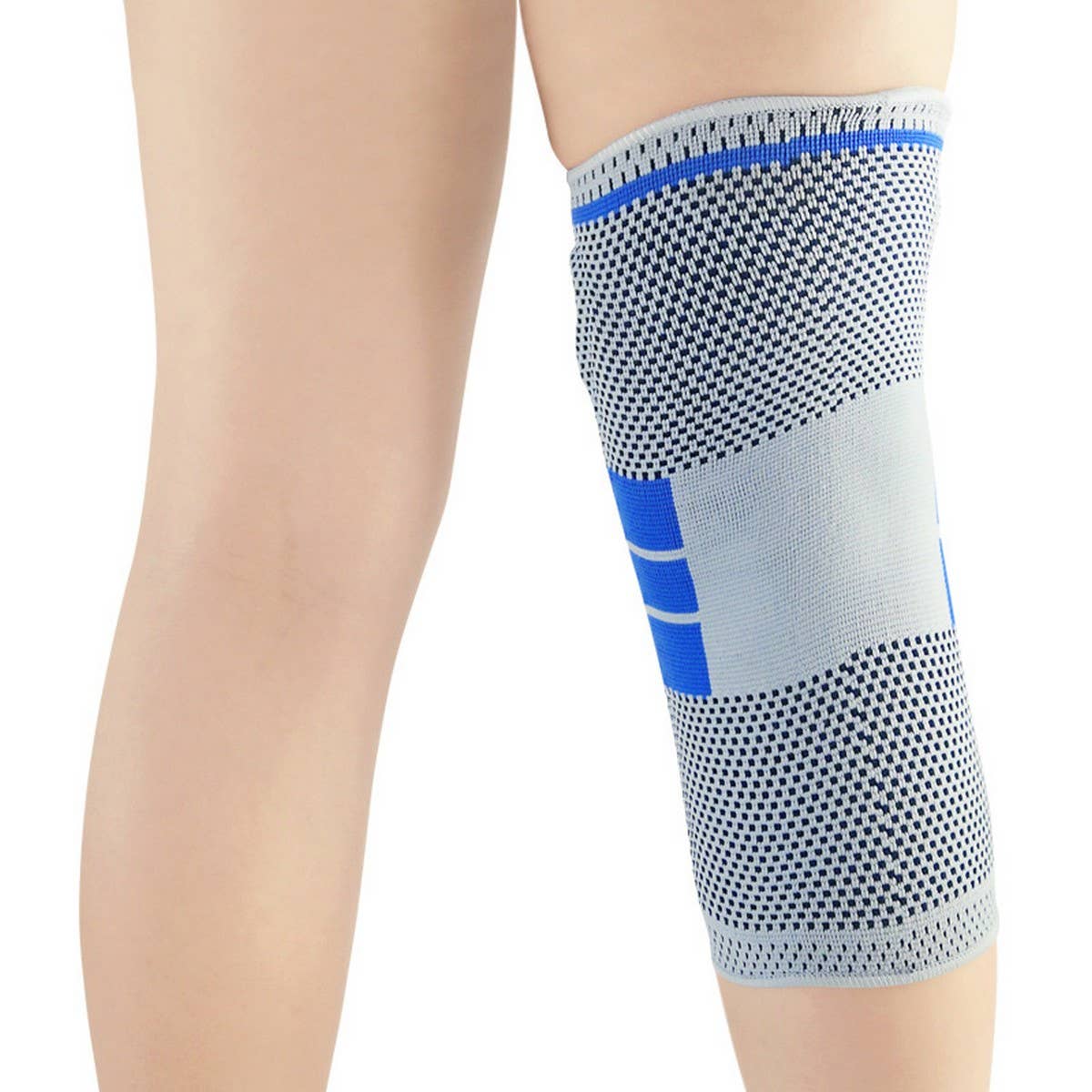GRAY SILICONE PAD KNEE BRACE WITH DUAL SPRINGS_CWMM7899