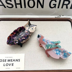 NEW CREATIVE OWL GRASSHOPPER ACETATE HAIR CLIP_CWAHA5718