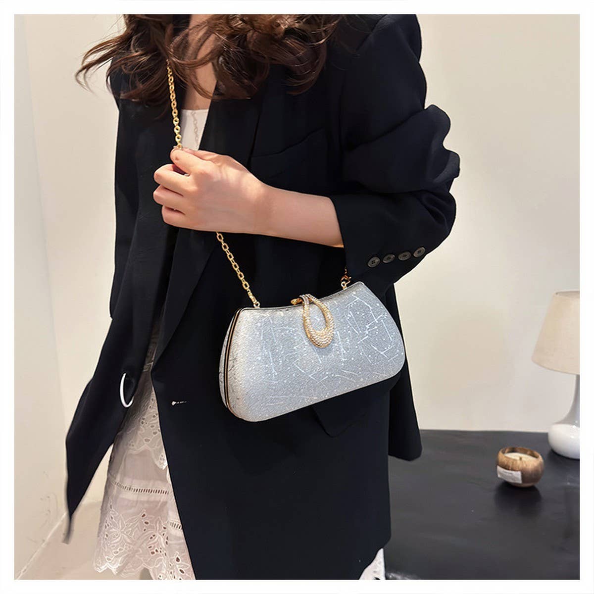 SHOULDER EVENING BAG CHAIN SQUARE BAG CLUTCH BAG_CWAB3253