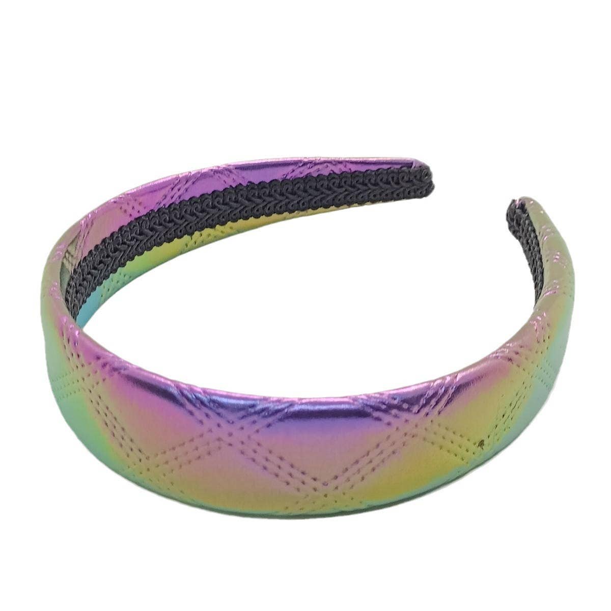 NEW PEARL AB METALLIC DARK GRID PU HEADBAND_CWAHA6336
