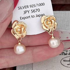Vintage Bead Rose Earrings