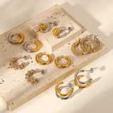 FASHIONABLE GOLD AND SILVER PLATED EARRINGS_CWASC1673