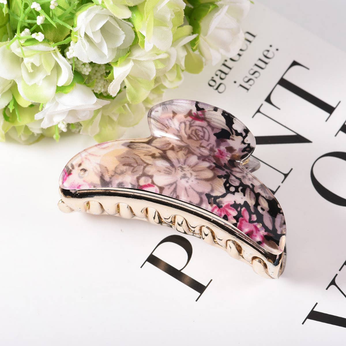 LARGE ACRYLIC FLOWER HAIR CLAW PONYTAIL CLIP_CWAHA0990