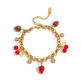 LUXURY 18K GOLD STRAWBERRY CHERRY ZIRCON BRACELET_CWAJE4774