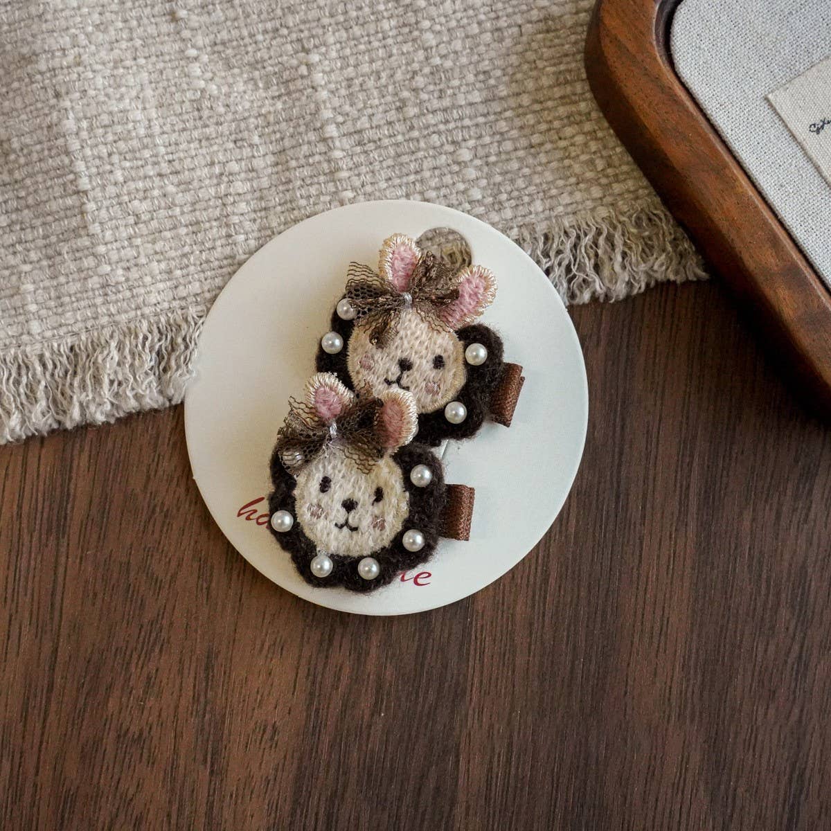 Handmade Bunny Cherry Fabric Hair Clip_Cwaha08354