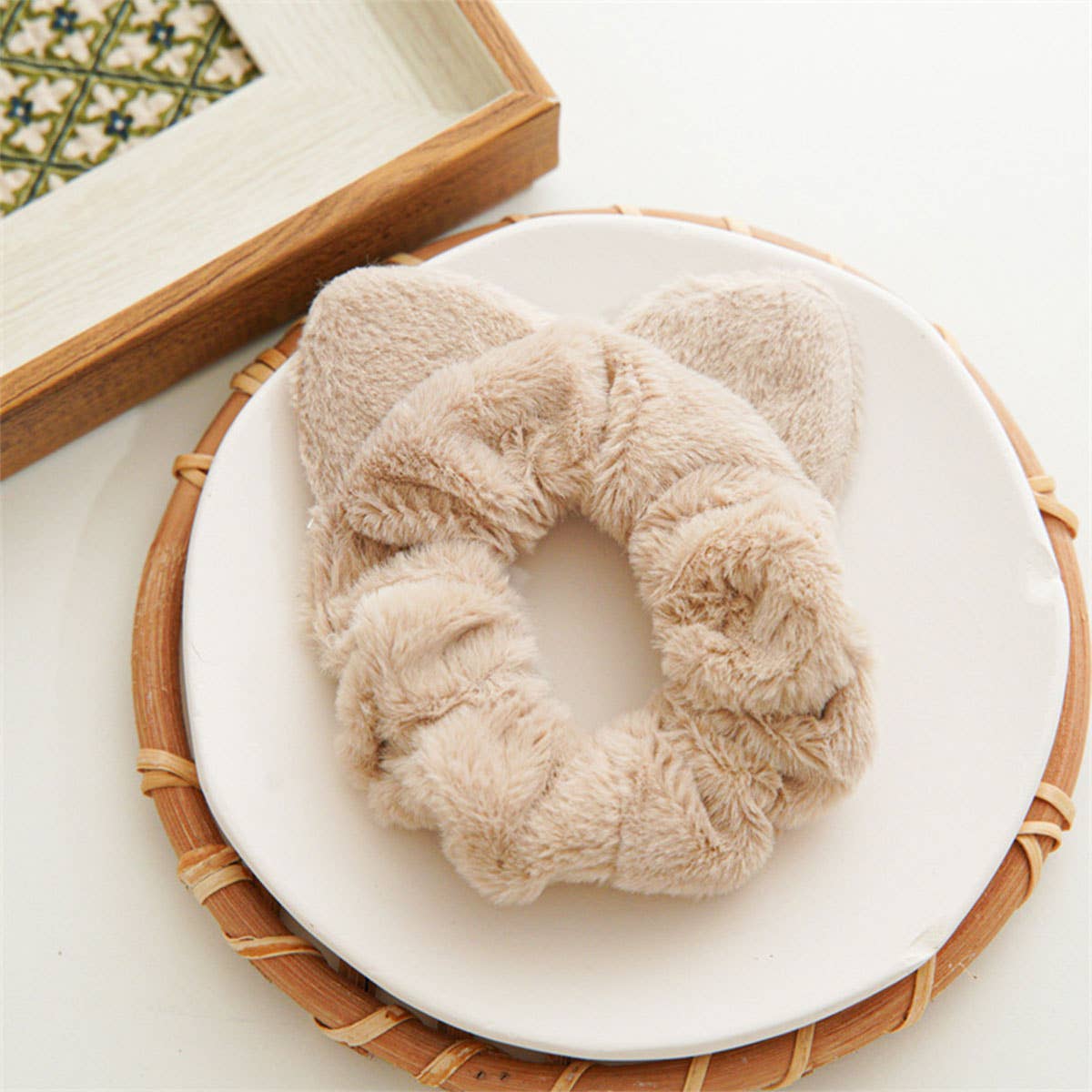 Fuzzy Cat Ears Hair Scrunchies For Winter_Cwaha0375