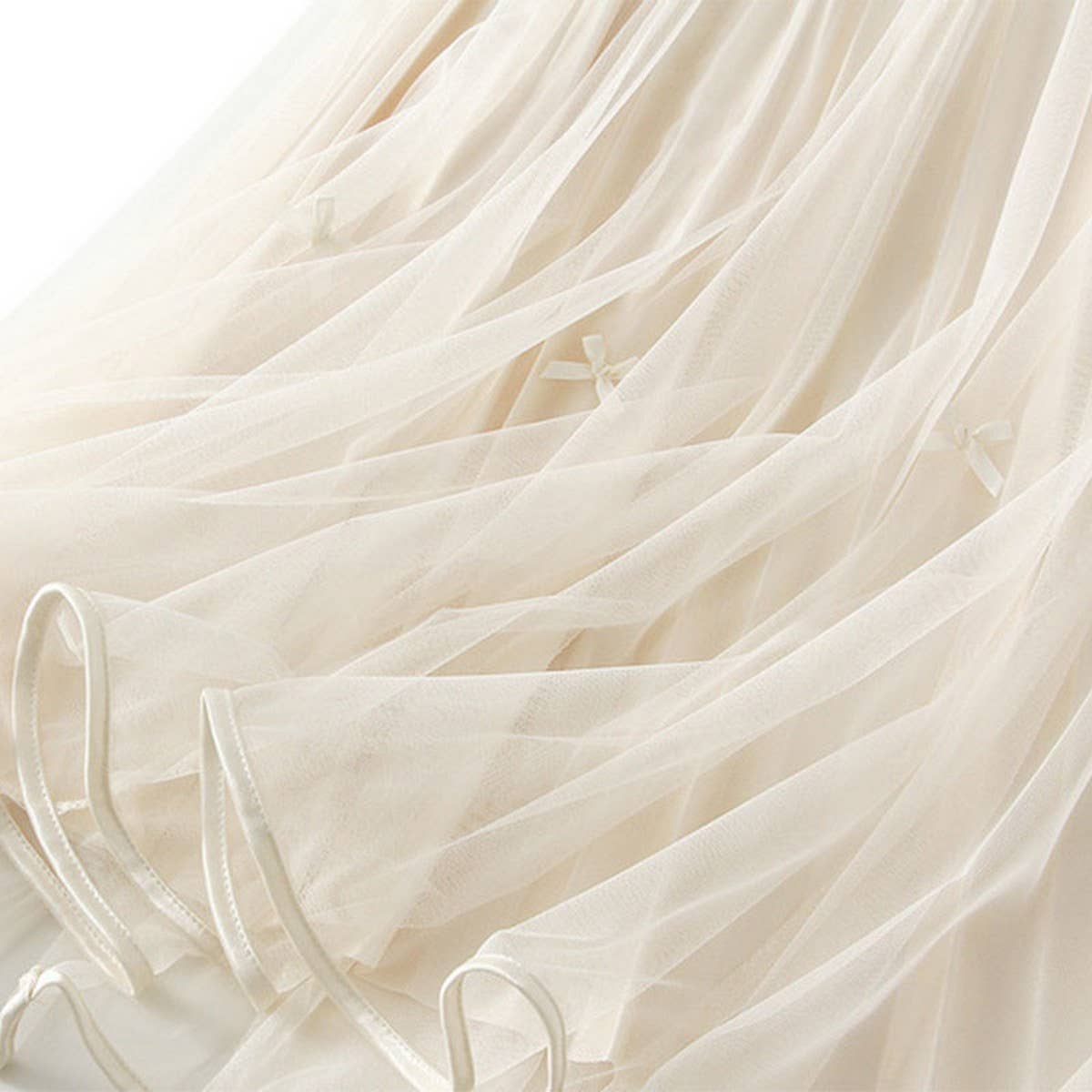 BOWKNOT MESH SKIRT SMALL CLEAR SWEET A LINE SKIRT_CWBMS0304