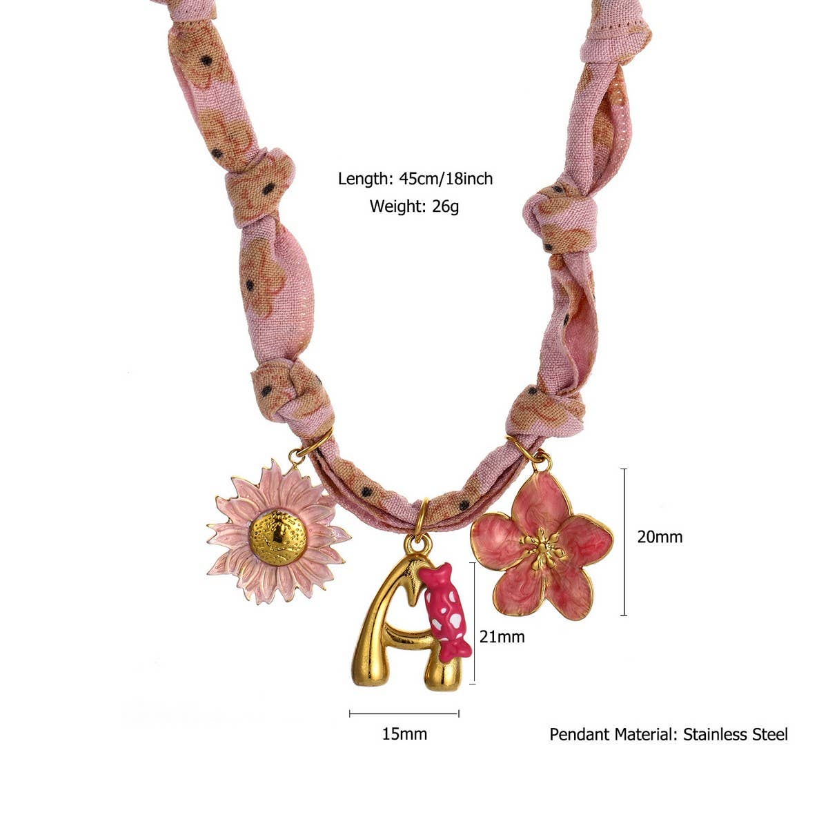 COLORFUL SCARF NECKLACE WITH FRUIT CHARMS_CWMM8801