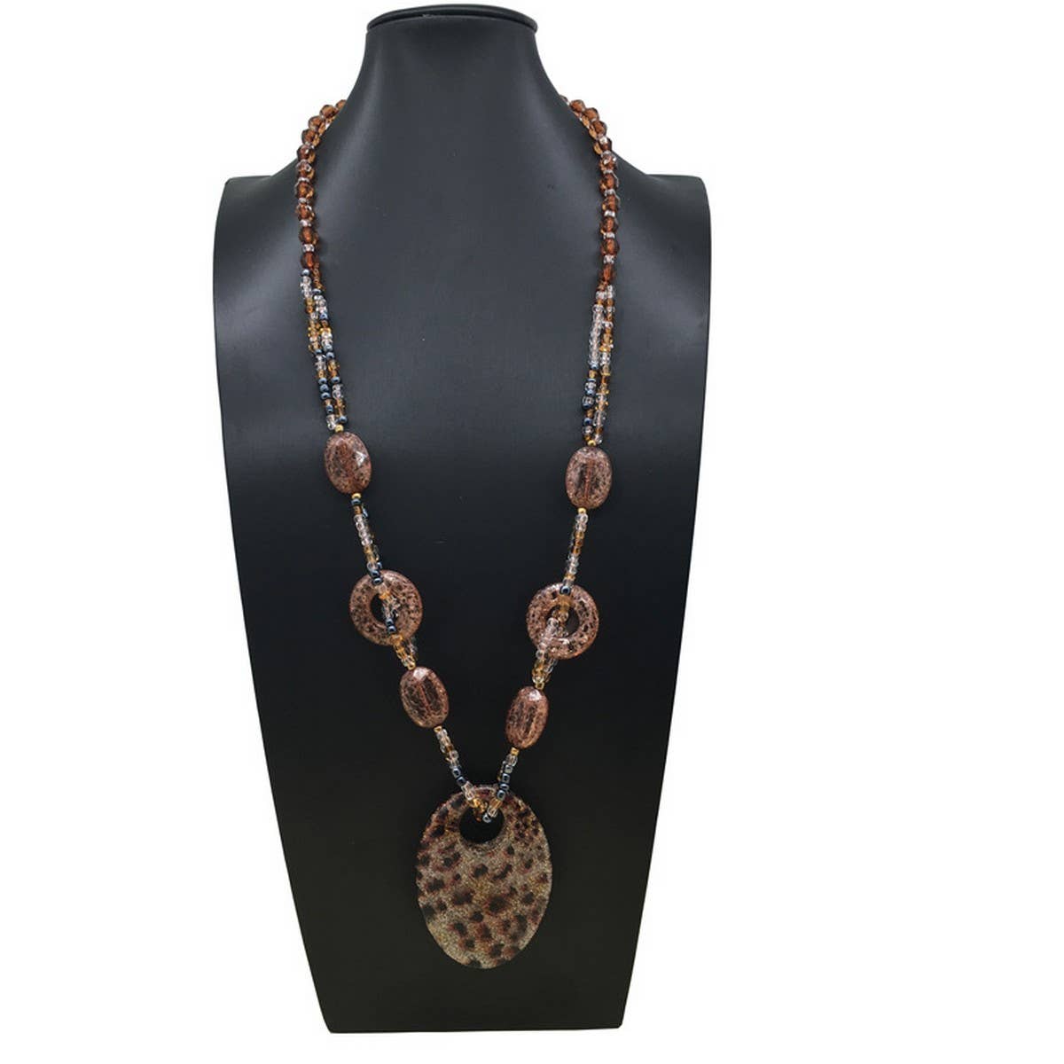 LEOPARD PRINT ACRYLIC LONG HANDMADE NECKLACE_CWMM4565